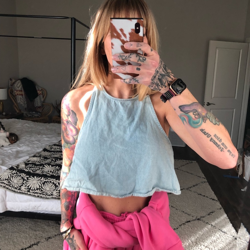 American Apparel denim jean crop top tank